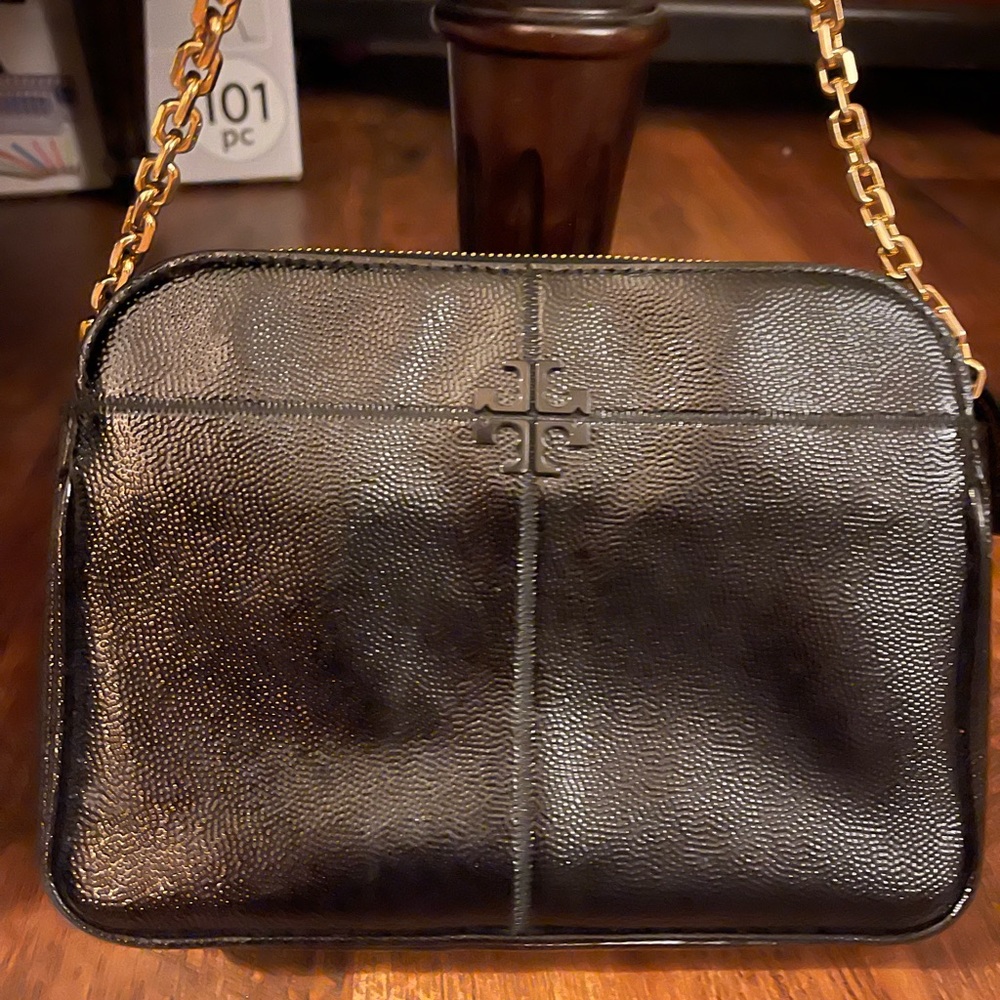 Tory Burch pebbled patent leather crossbody bag